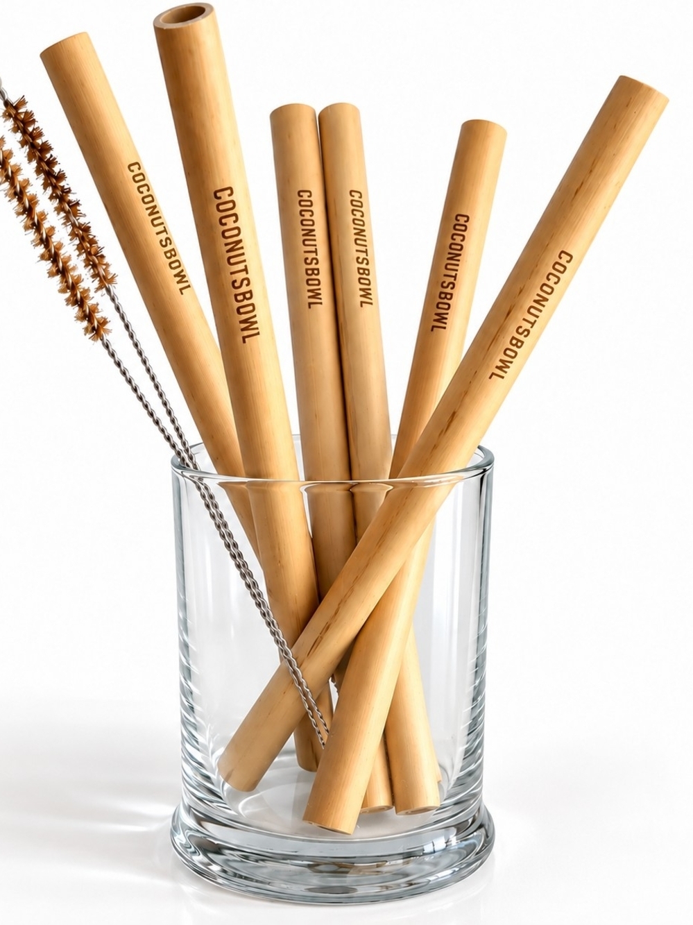 Coconutsbowl by Aristagems Natural Bamboo Reusable Straws Set And Cleaning Brush